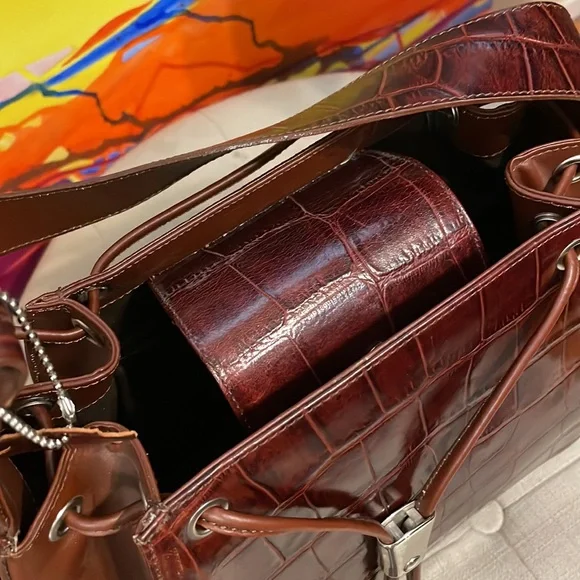 Vintage Marco Rossini Brown Bucket Bag Italian Leather - Picture 9 of 12